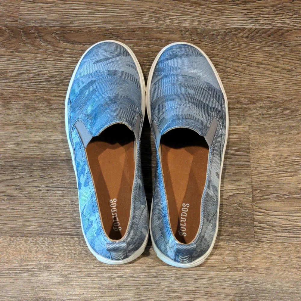 Soludos Blue Camouflage Slip-On Loafers
